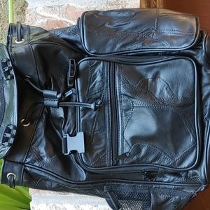Black leather backpack